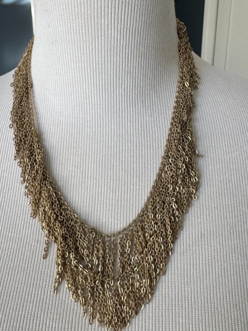 Baublebar Cascading Layered Gold Chain/Fringe Statement Necklace,Great Condition